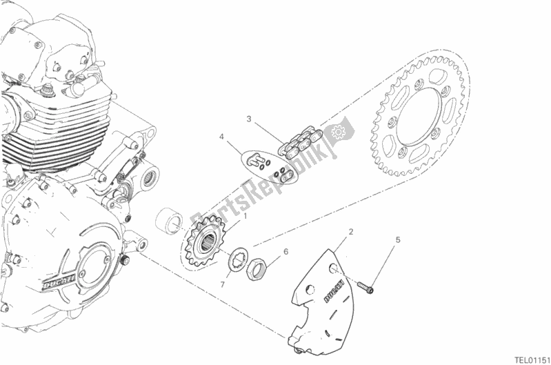 Alle onderdelen voor de Voortandwiel - Ketting van de Ducati Scrambler 1100 Thailand 2020